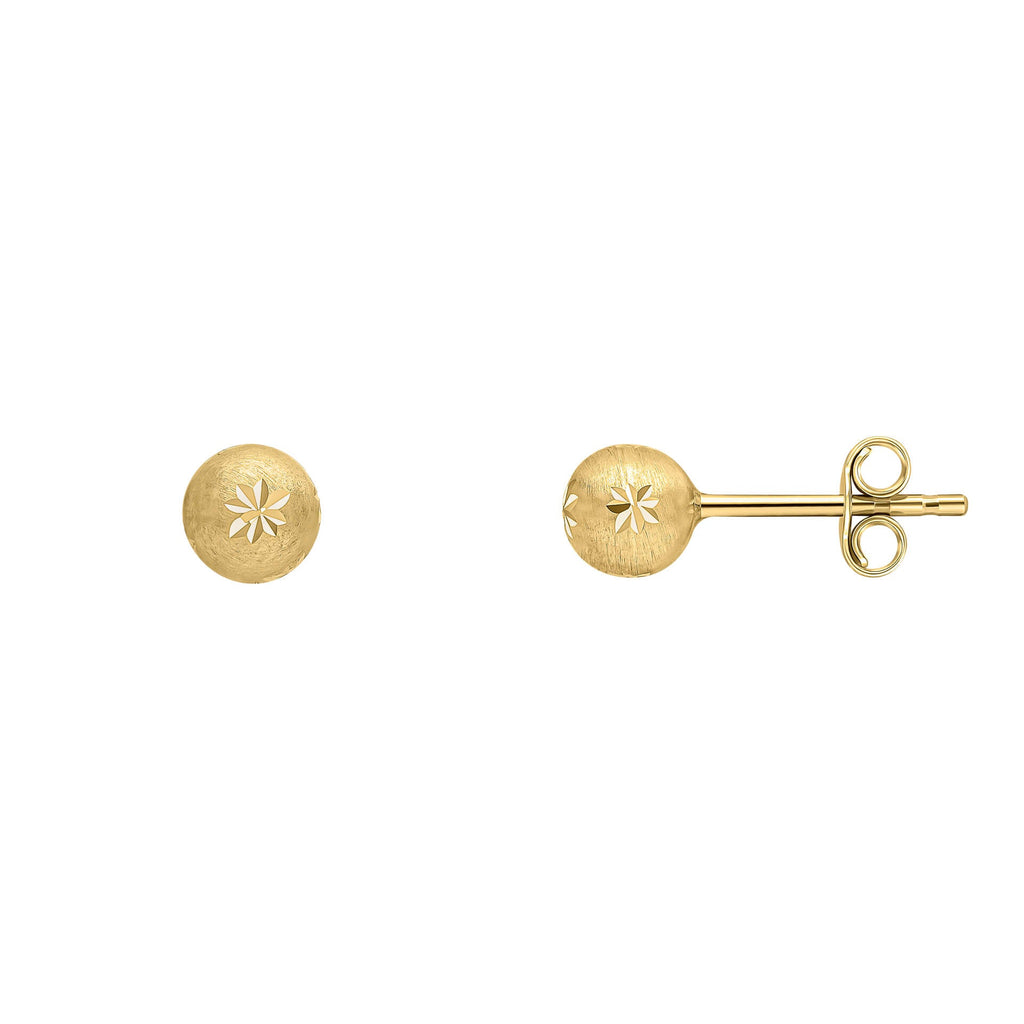 Elements Gold Starburst Detail Ball Stud Earrings