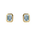 Elements Gold Elongated Octagon Aquamarine Stud Earrings