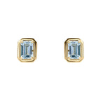 Elements Gold Elongated Octagon Aquamarine Stud Earrings