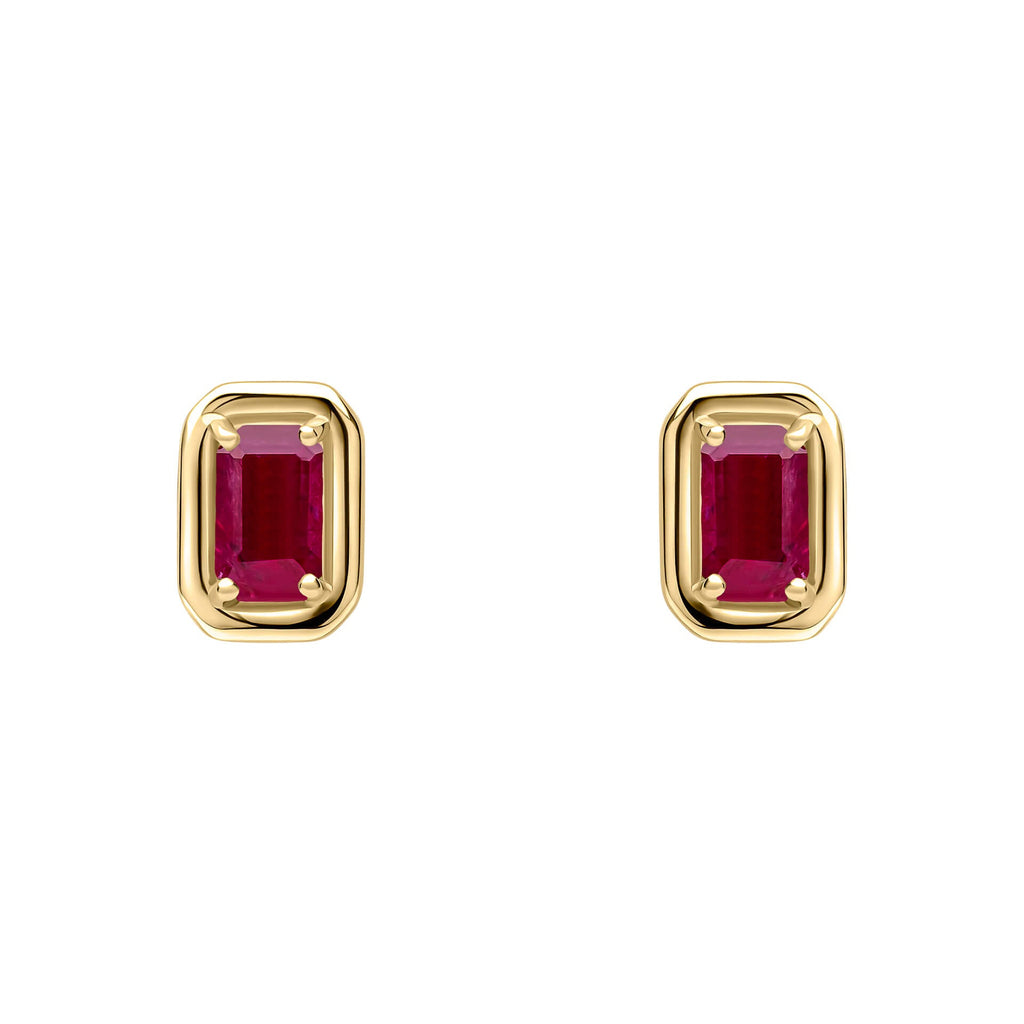 Elements Gold Chunky Border Precious Stone Stud Earrings
