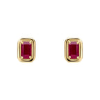Elements Gold Chunky Border Precious Stone Stud Earrings