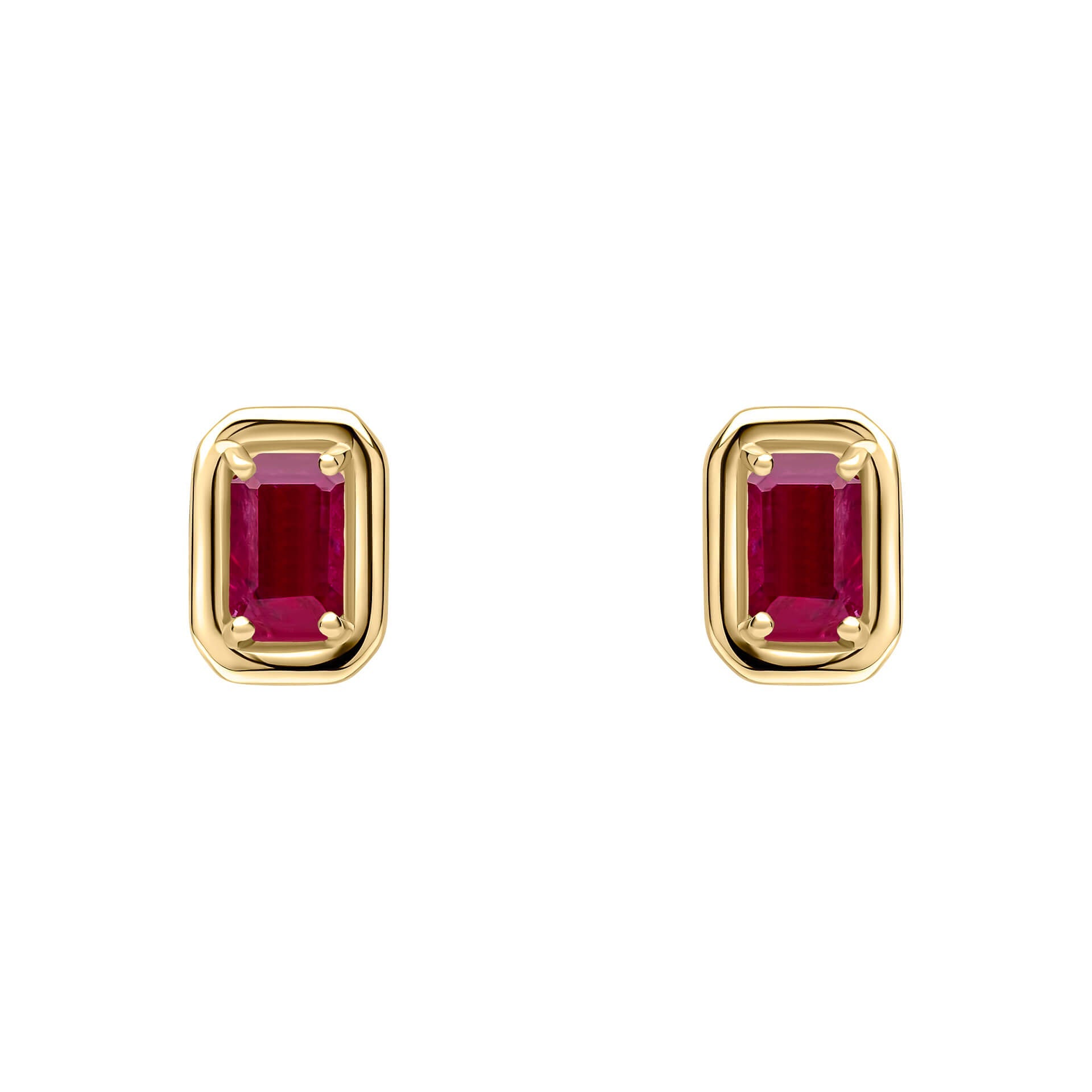 Elements Gold Chunky Border Precious Stone Stud Earrings
