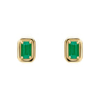 Elements Gold Chunky Border Precious Stone Stud Earrings