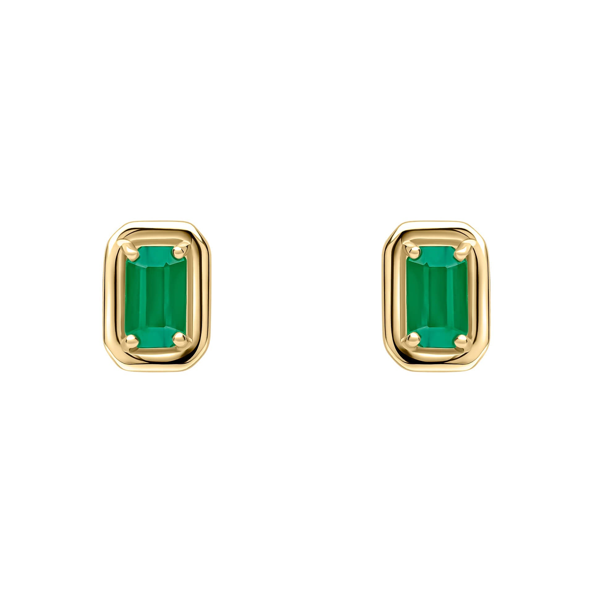 Elements Gold Chunky Border Precious Stone Stud Earrings