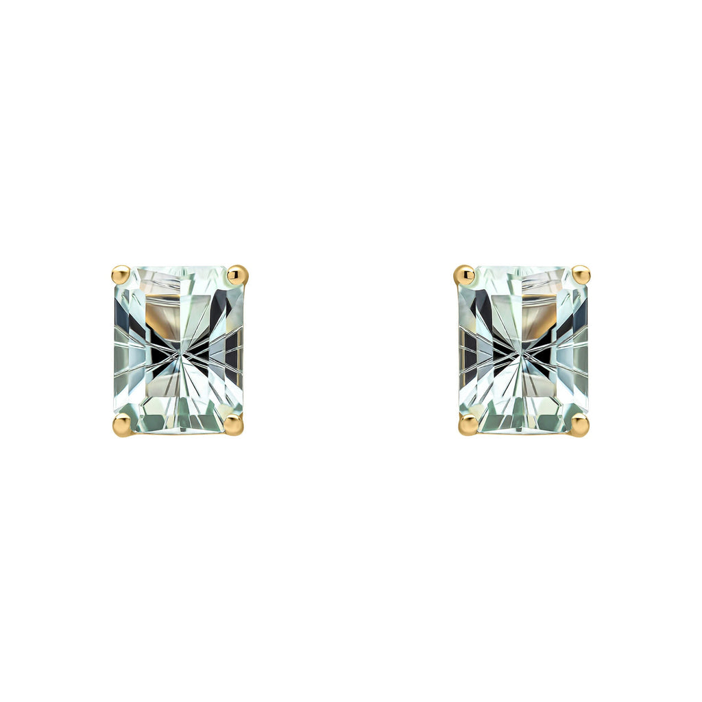 Elements Gold Octagonal Fancy Cut Amethyst Stud Earrings