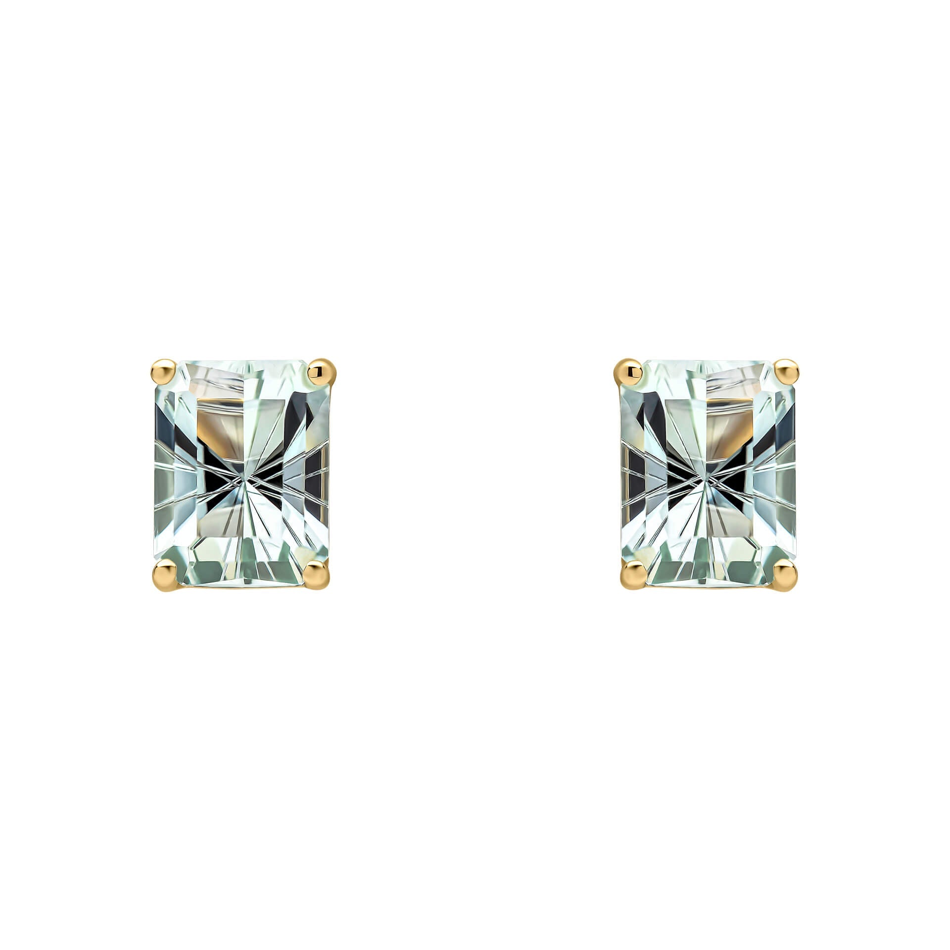 Elements Gold Octagonal Fancy Cut Amethyst Stud Earrings