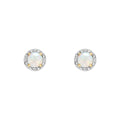 Elements Gold Round Diamond Surround Opal Stud Earrings
