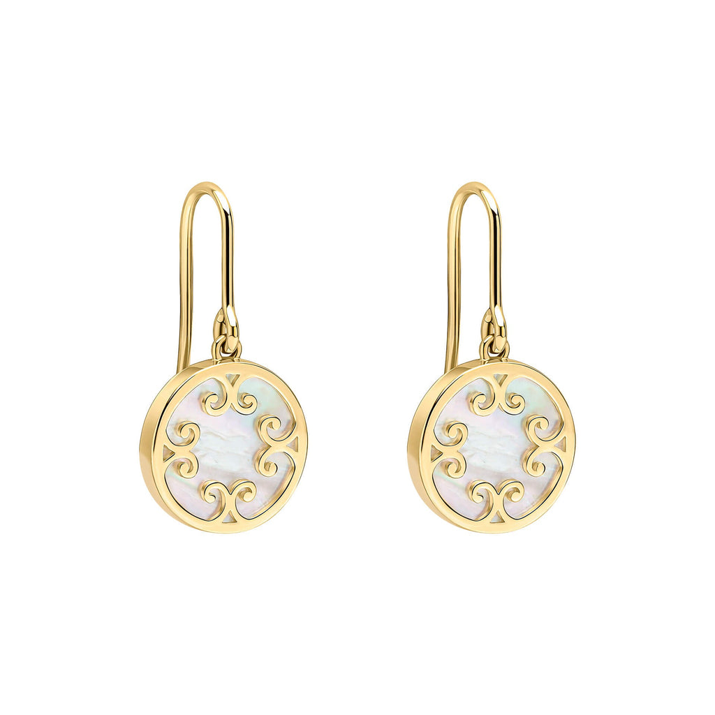 Elements Gold Mother Of Pearl Inlay Swirl Earrings