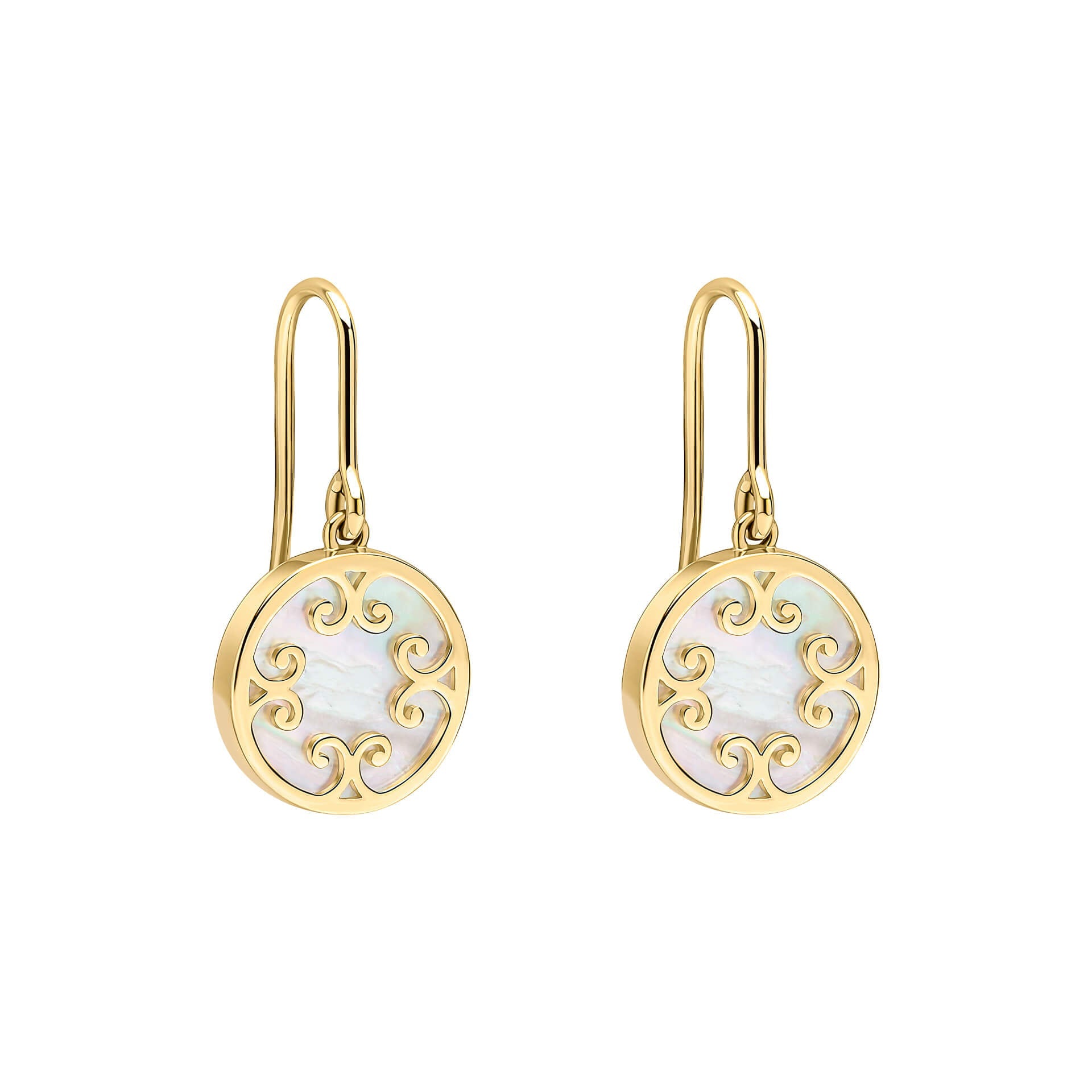 Elements Gold Mother Of Pearl Inlay Swirl Earrings