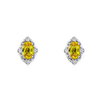 Elements Gold Oval Sapphire and Diamond Stud Earrings