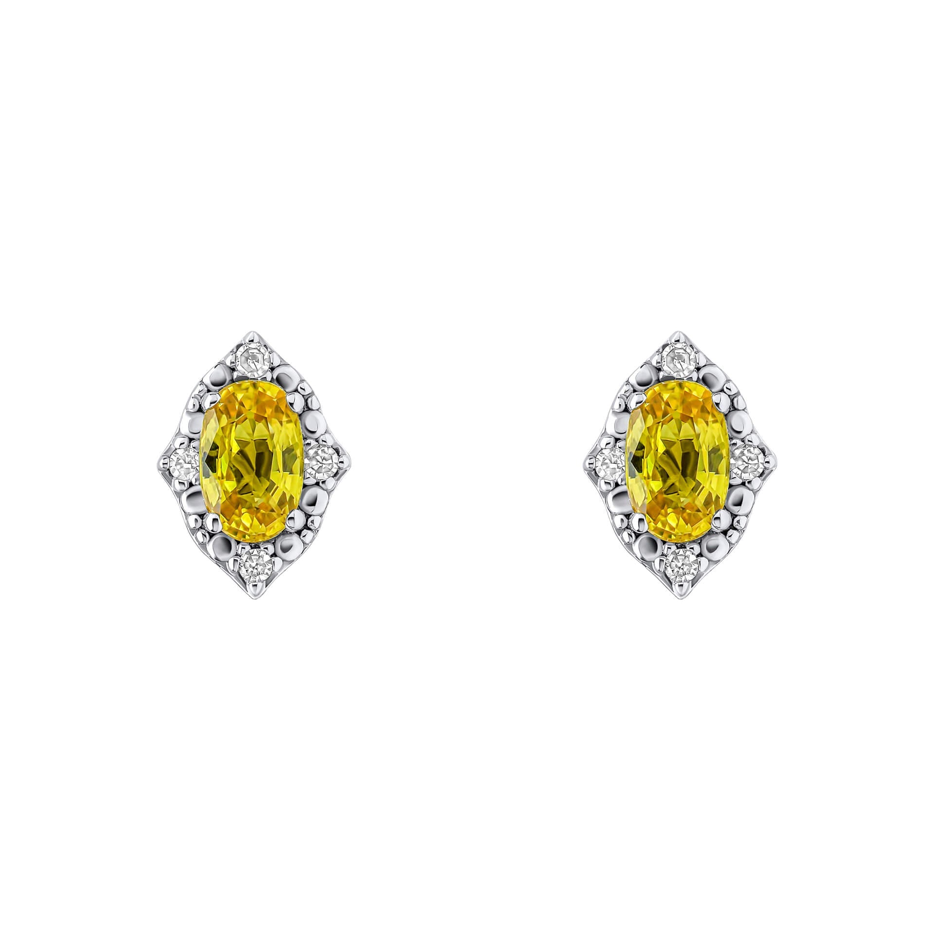 Elements Gold Oval Sapphire and Diamond Stud Earrings