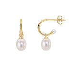 Elements Gold Pearl Detail Half Hoop Earrings