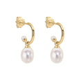 Elements Gold Pearl Detail Half Hoop Earrings