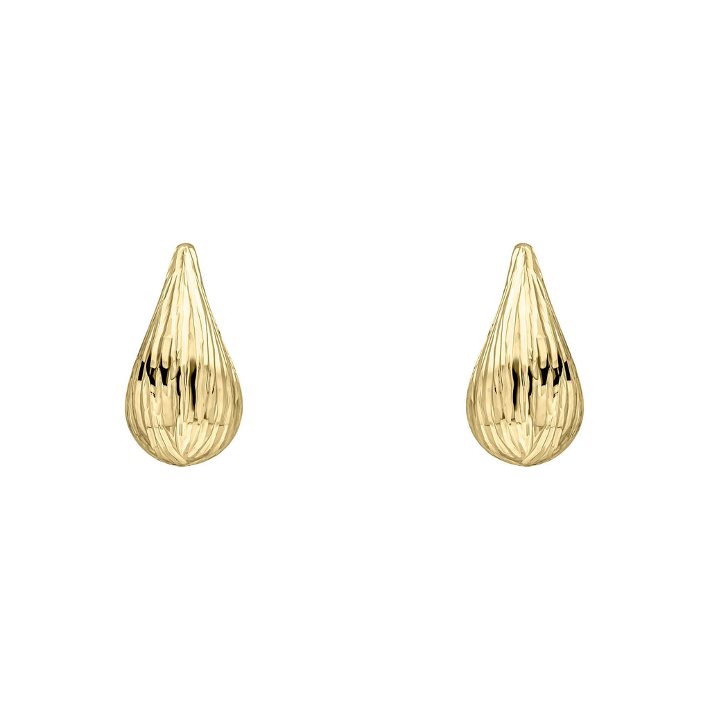 Elements Gold Ridged Teardrop Stud Earrings