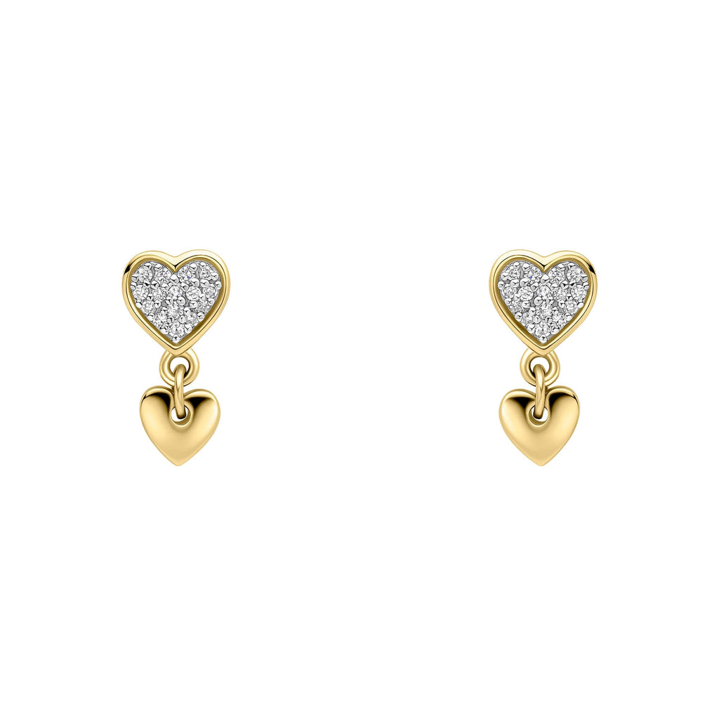 Elements Gold Double Heart Drop Earrings