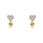 Elements Gold Double Heart Drop Earrings