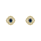 Elements Gold Ornate Sapphire Stud Earrings
