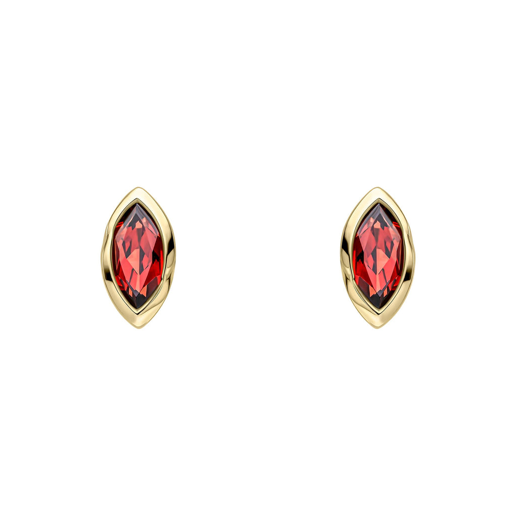 Elements Gold Marquise Garnet Stud Earrings