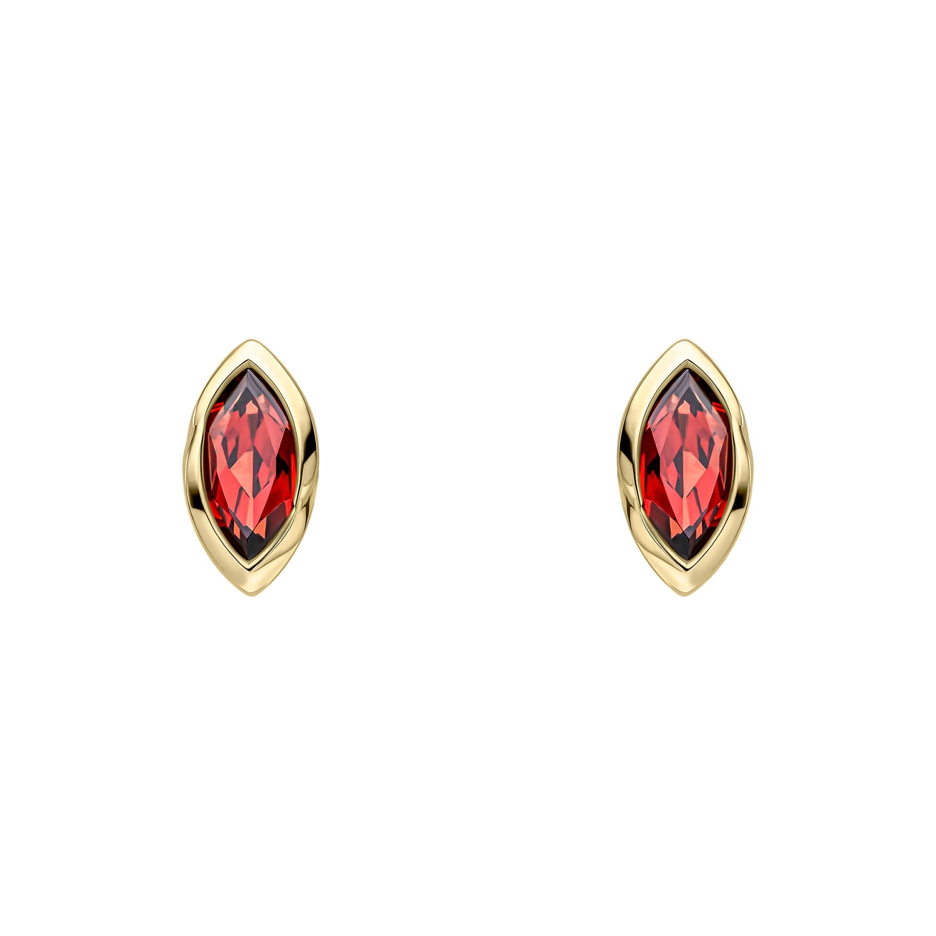 Elements Gold Marquise Garnet Stud Earrings