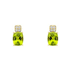 Elements Gold Cushion Cut and Cluster Peridot Earrings