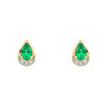 Elements Gold Teardrop Emerald and Diamond Stud Earrings