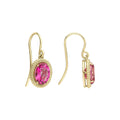 Elements Gold Oval Cut Pink Topaz Drop Earrings