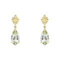 Elements Gold Fancy Cut Green Quartz Drop Earrings with Swirl Detail