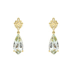 Elements Gold Fancy Cut Green Quartz Drop Earrings with Swirl Detail