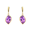 Elements Gold Flame Cut Amethyst Drop Earrings