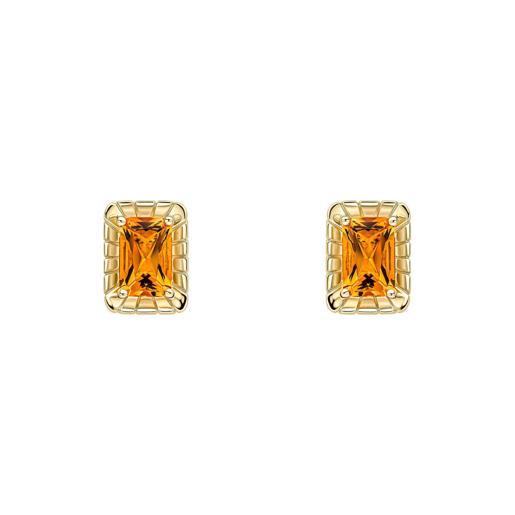 Elements Gold Detailed Octagon Citrine Stud Earrings