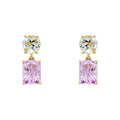 Elements Gold Toi et Moi Quartz and Amethyst Drop Earrings
