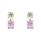 Elements Gold Toi et Moi Quartz and Amethyst Drop Earrings