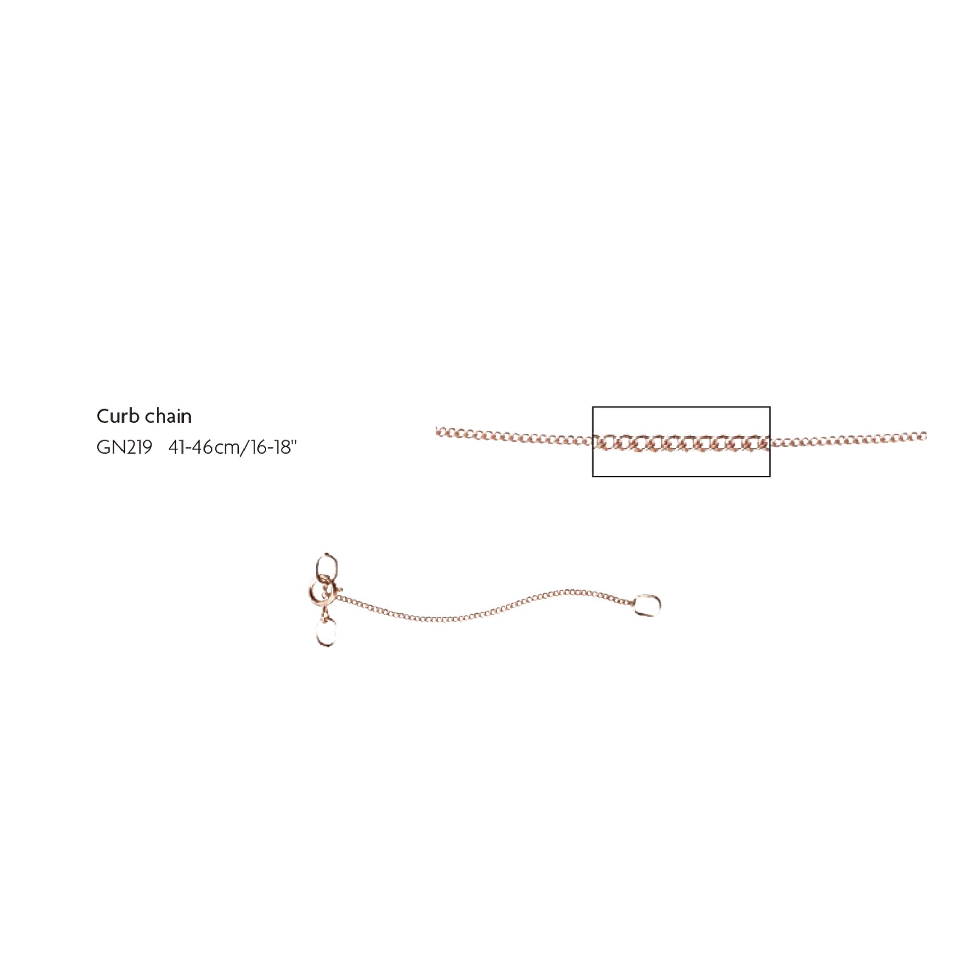Elements Gold 0.8mm Diamond Cut Curb Chain 41cm-46cm