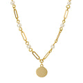 Elements Gold Pearl Station Necklace with Disc