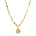 Elements Gold Pearl Station Necklace with Disc