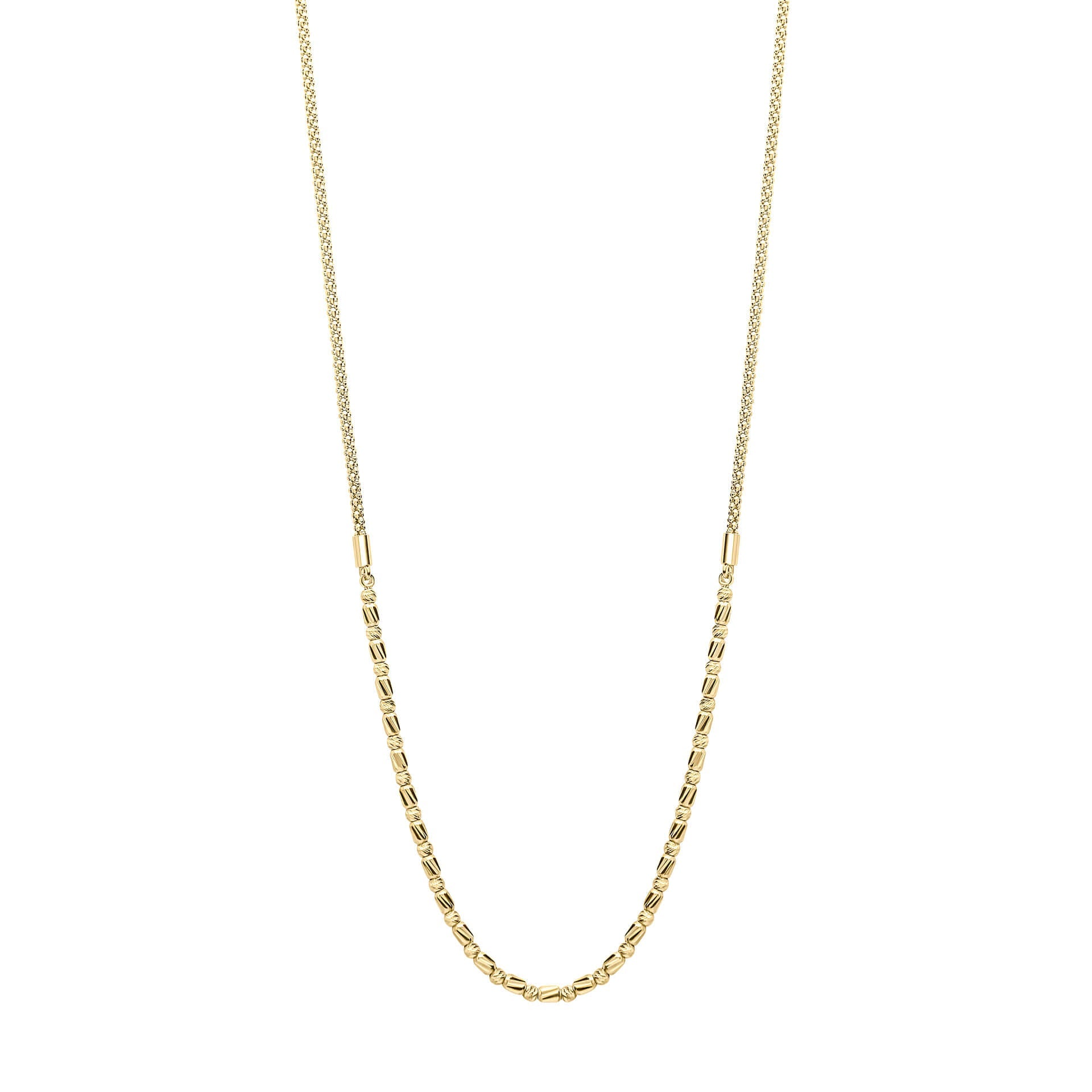 Elements Gold Diamond Cut Bead Bar Necklace
