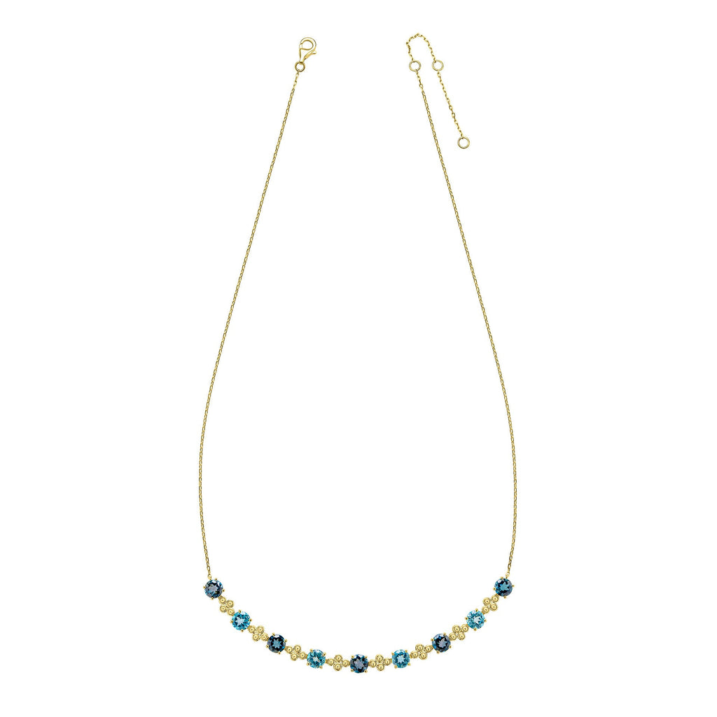 Elements Gold Ornate Blue Topaz Necklace