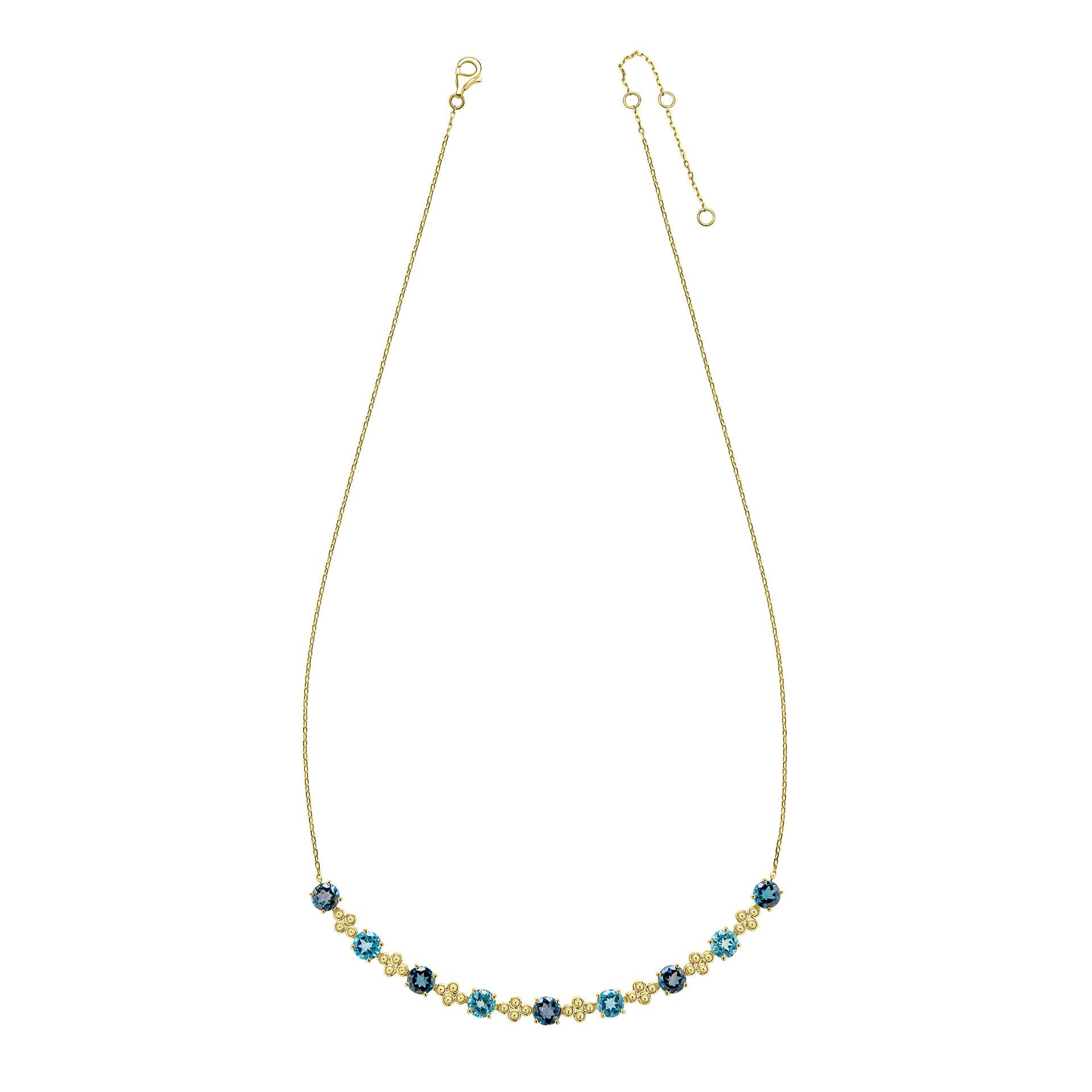 Elements Gold Ornate Blue Topaz Necklace