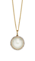 Elements Gold Mabe Pearl and Diamond Pendant