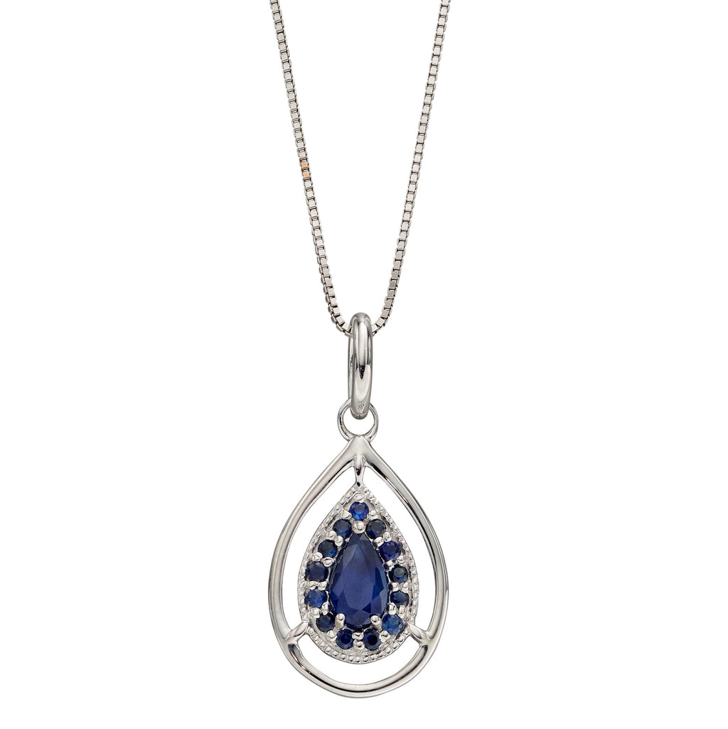 Elements Gold Cut Out Teardrop Pendant with Precious Stone