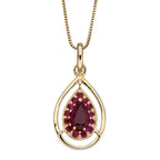 Elements Gold Cut Out Teardrop Pendant with Precious Stone