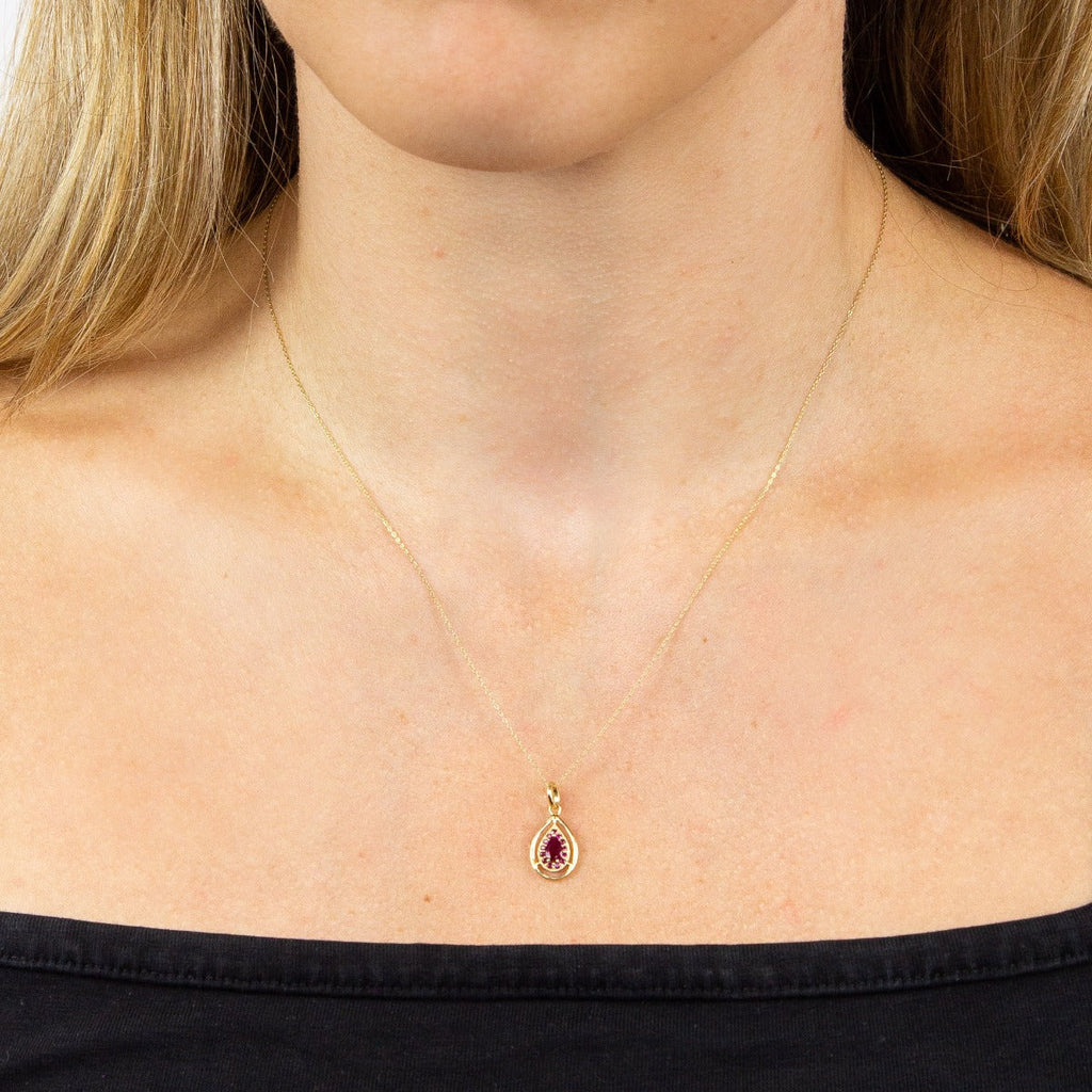 Elements Gold Cut Out Teardrop Pendant with Precious Stone