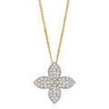 Elements Gold Puffed Flower Pendant with Diamonds