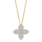 Elements Gold Puffed Flower Pendant with Diamonds