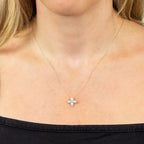 Elements Gold Puffed Flower Pendant with Diamonds