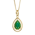Elements Gold Cut Out Teardrop Pendant with Precious Stone