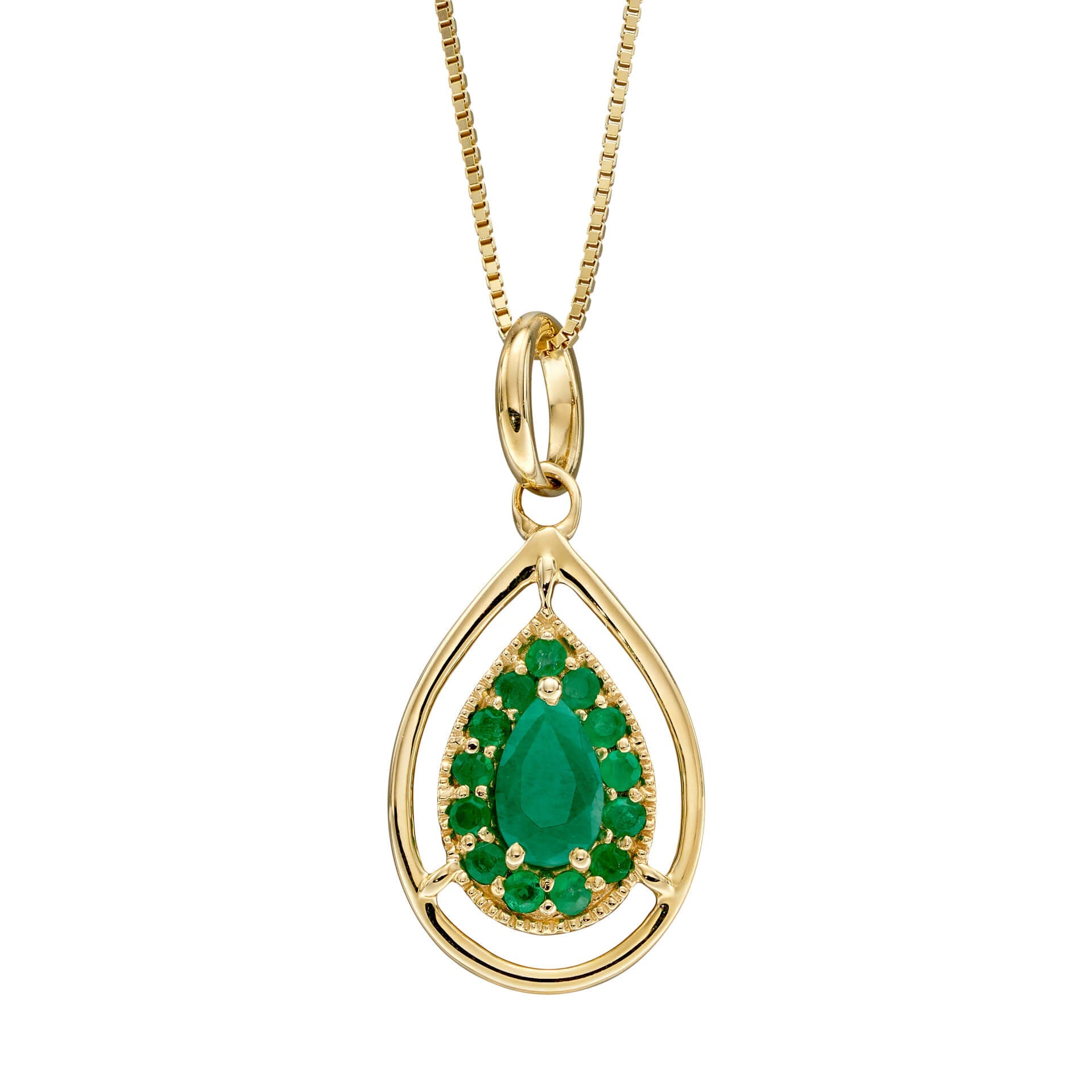 Elements Gold Cut Out Teardrop Pendant with Precious Stone