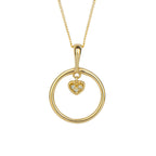 Elements Gold Open Circle and Heart Charm Pendant with Diamond