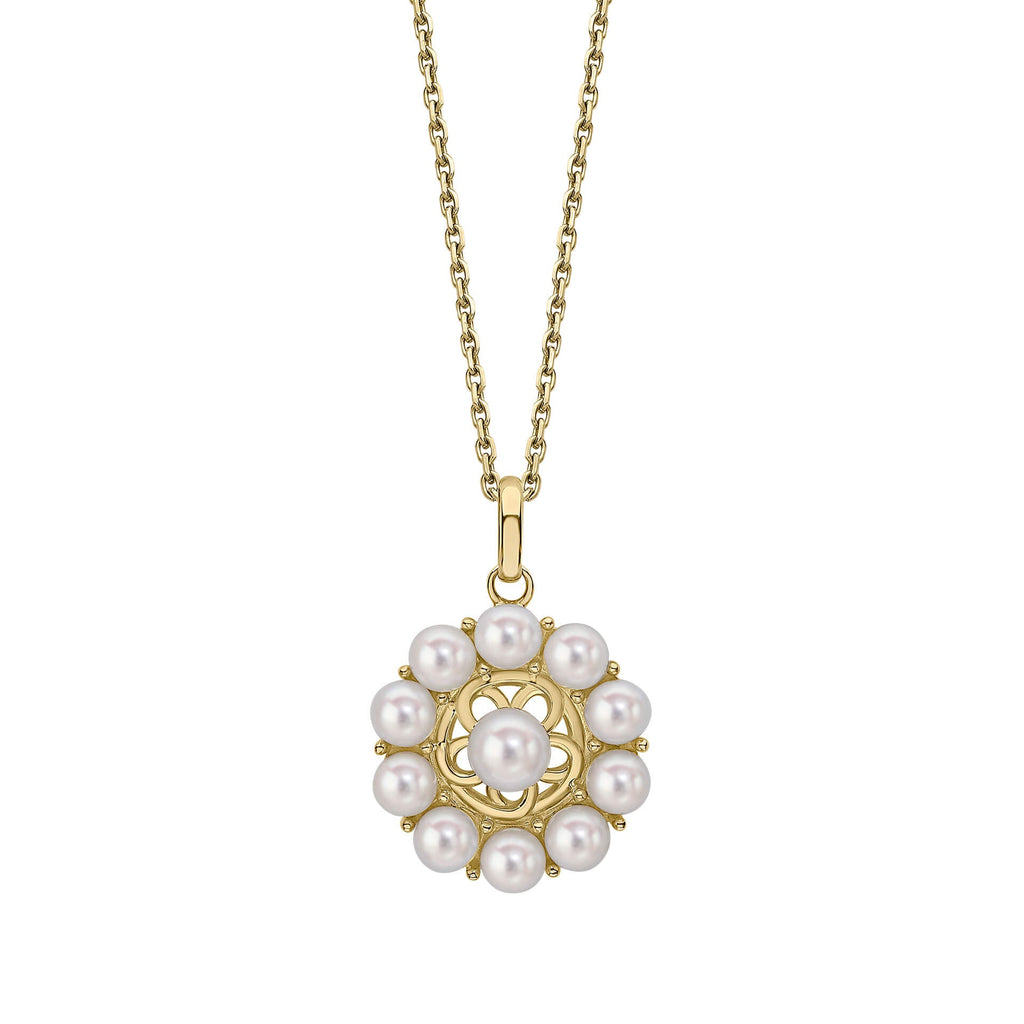 Elements Gold Floral Freshwater Pearl Pendant