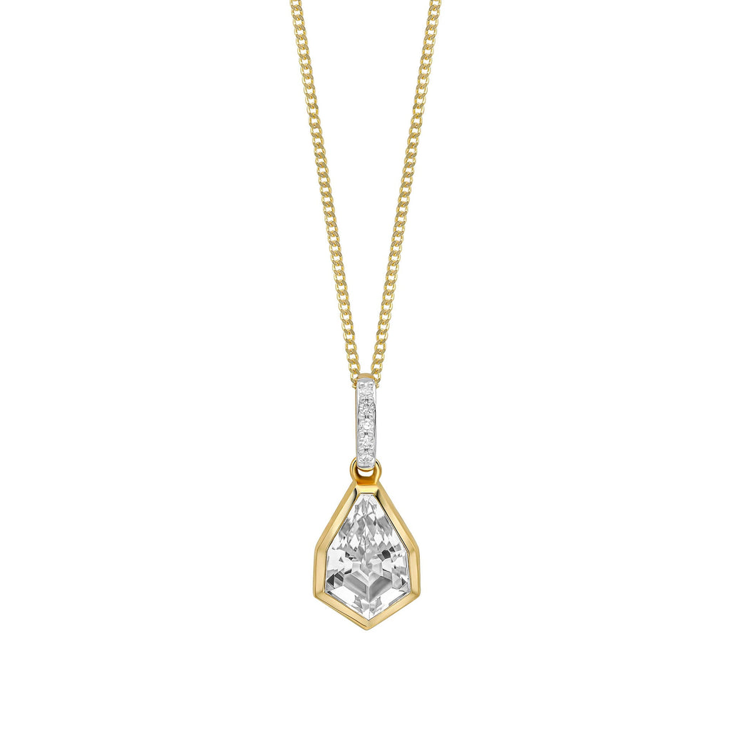 Elements Gold Shield Cut Topaz Pendant